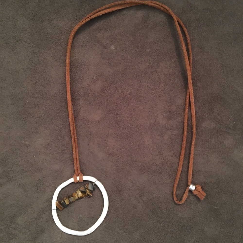 Suede / metal and bead necklace